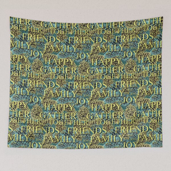 Item preview, Gather Sentiments Gold on Blue and Gold Pinecones Repeat 5748 designed and sold by Art in My Loft.