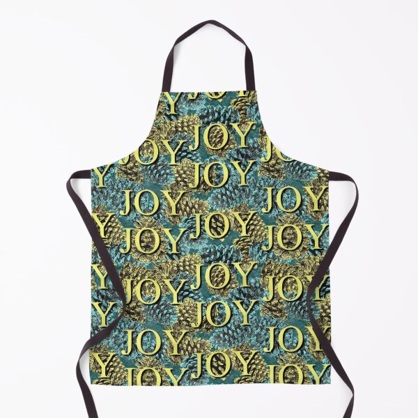 Item preview, Joy Joy Joy Sentiments Gold on Blue and Gold Pinecones Repeat 5748 designed and sold by Art in My Loft.