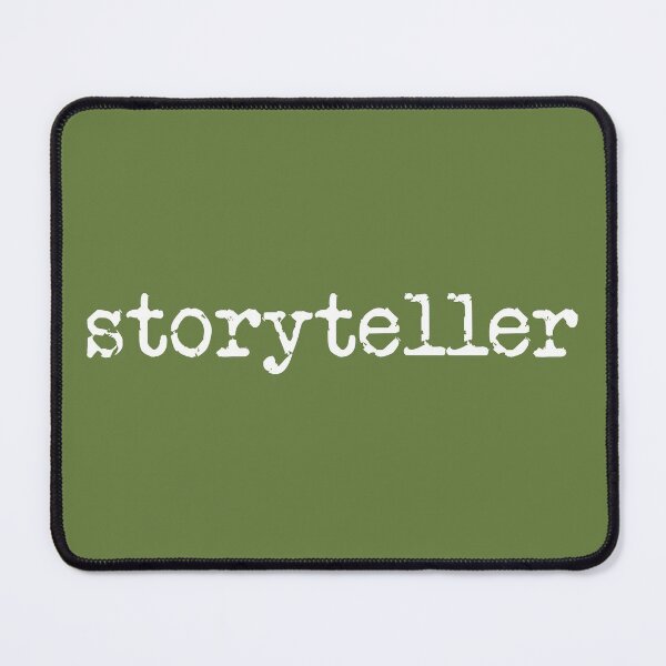 Item preview, storyteller in white on military green designed and sold by TeaRoseWriter.