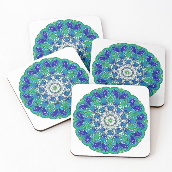 Item preview, ֎ SEA SLUG ֍ Scribbles ~*Teal Heart Nudibranch*~ Retro Boho Ocean Sea Marine Fish Creature ~ Mandala Medallion Kaleidoscope Sacred Geometry~bright blue navy green turquoise seafoam tones designed and sold by Spinning Plates 360.