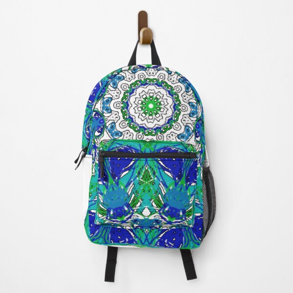 Item preview, ֎ SEA SLUG ֍ Scribbles ~*Teal Heart Nudibranch*~ Retro Boho Ocean Sea Marine Fish Creature ~ Mandala Medallion Kaleidoscope Sacred Geometry~bright blue navy green turquoise seafoam tones designed and sold by Spinning Plates 360.