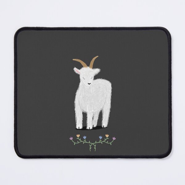 Item preview, Fluffy goat on dark grey background designed and sold by drawingKatarina.