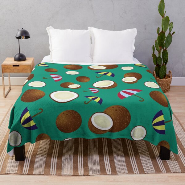 Artikelvorschau, Kokosnuss-Tropenfrucht mit buntem Regenschirm-Muster-Design für Sommerstimmung entworfen und verkauft von NamColors.
