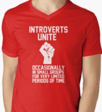 Introverts unite occasionally in small groups for very limited periods of time Men's V-Neck T-Shirt