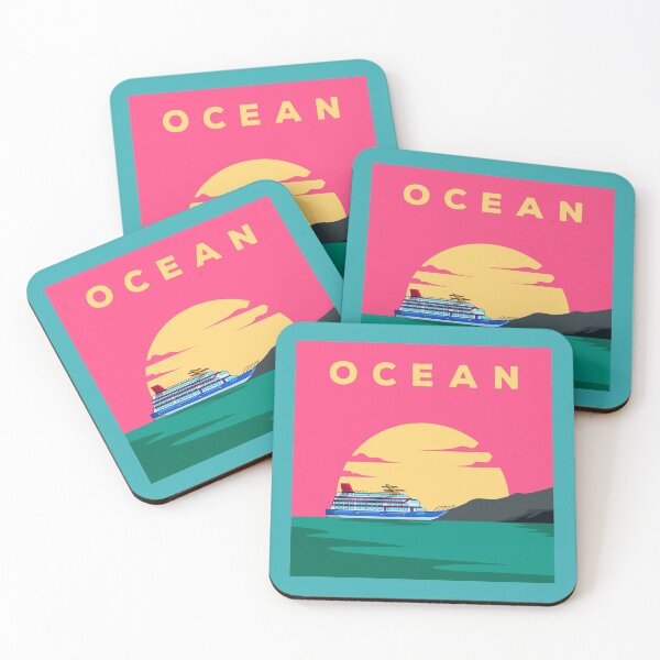 Item preview, Cruise Ship In The Ocean At Sunset Oacian Blue designed and sold by thecooltable.