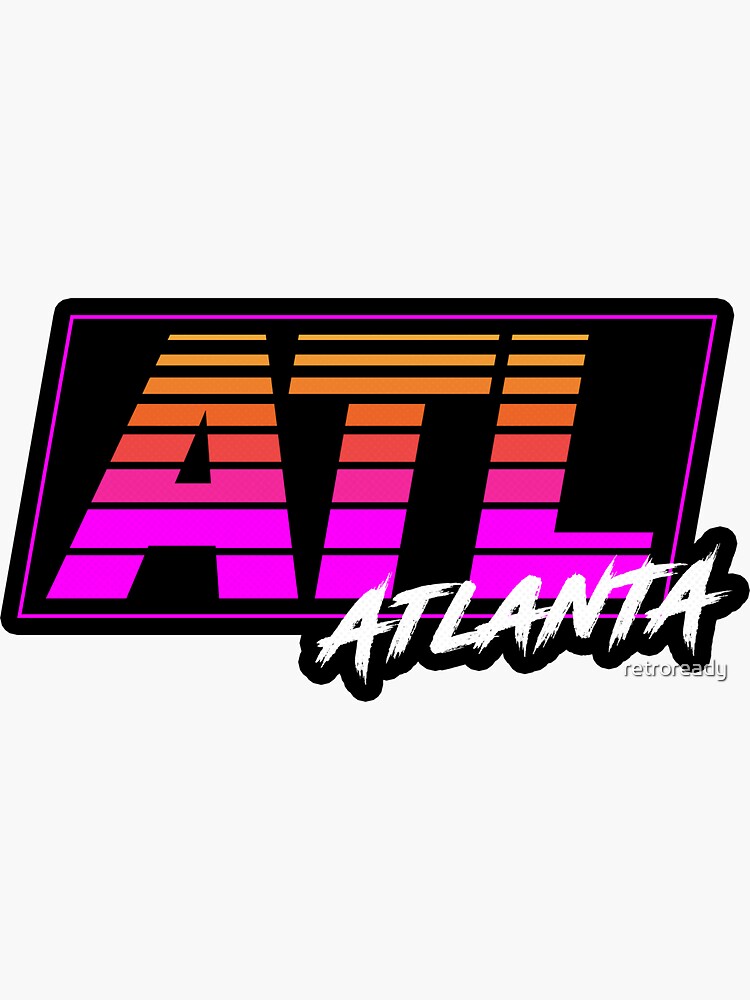 Atlanta GA, Retro Sports Script Logo, Black and White Sticker for Sale  by retroready