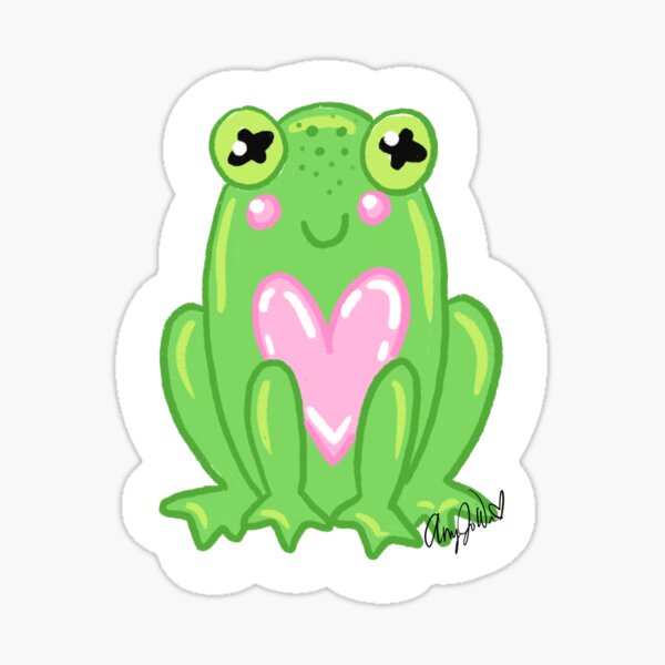 Image via We Heart It  # frog #green #kawaii #red #san…