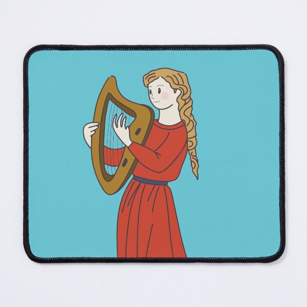 Item preview, Cute and Colorful Medieval Maiden Playing the Harp designed and sold by MariOyama.
