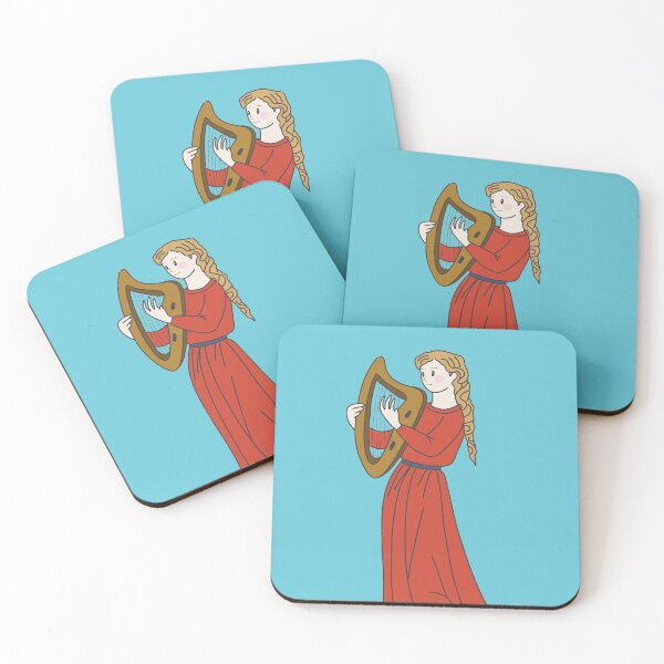 Item preview, Cute and Colorful Medieval Maiden Playing the Harp  designed and sold by MariOyama.