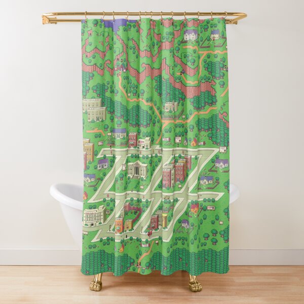 Earthbound Onett Map Shower Curtain