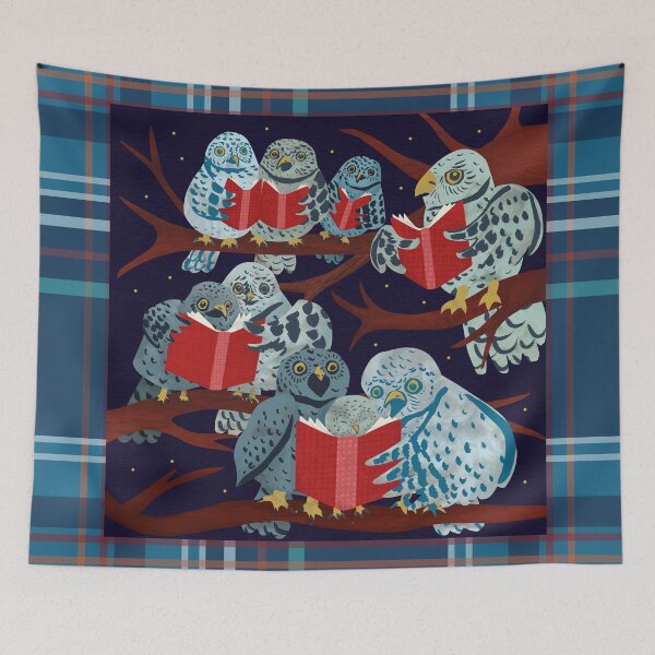 Item preview, Owl Carol Singing ~ Christmas Tartan designed and sold by Emma Carpenter.