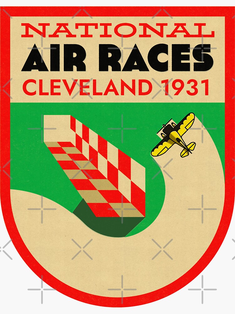 Thumbnail 3 of 3, Sticker, National Air Races Cleveland 1931 Vintage Badge designed and sold by Aeronautdesign.