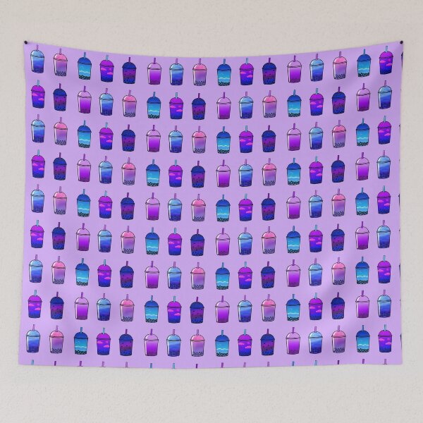 Item preview, 6 Piece Pink Purple Blue Aesthetic Boba Bubble Tea Drink Pack designed and sold by KTCreativeSide.