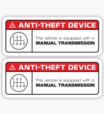 Anti-Theft Device: Manual Transmission Warning (reverse gear on bottom right) Sticker