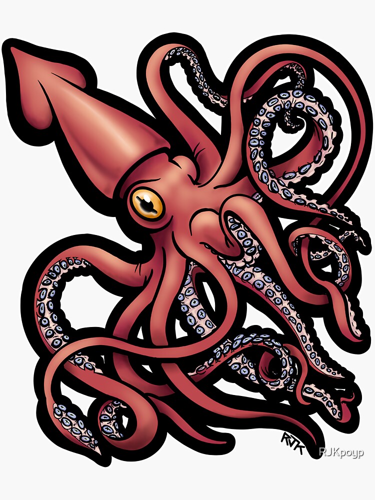 Red Giant Squid Architeuthis Sticker for Sale by RJKpoyp