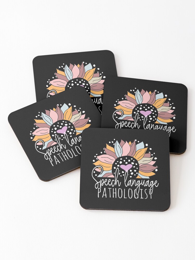 Thumbnail 1 of 5, Coasters (Set of 4), Cute Sunflower Speech Language Pathologist designed and sold by Ripper19.