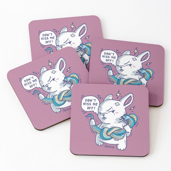 Item preview, Rabbit with cobra snake saying "Don't hiss me off" funny snake pun designed and sold by SPIRIMAL.