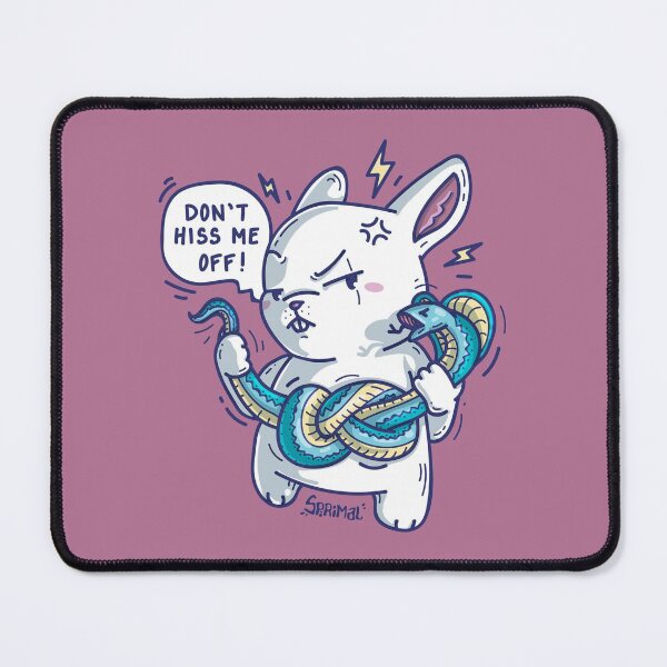 Item preview, Rabbit with cobra snake saying "Don't hiss me off" funny snake pun designed and sold by SPIRIMAL.