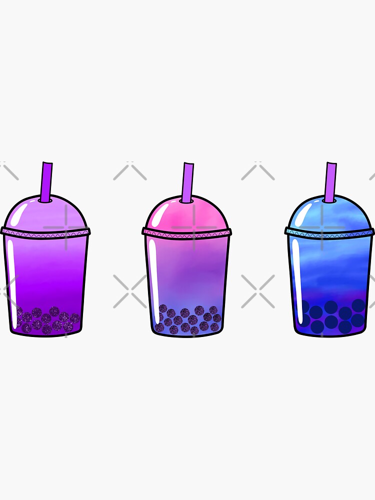 3 Piece Pink Purple Blue Aesthetic Boba Bubble Tea Drink Pack Sticker For Sale By 8220