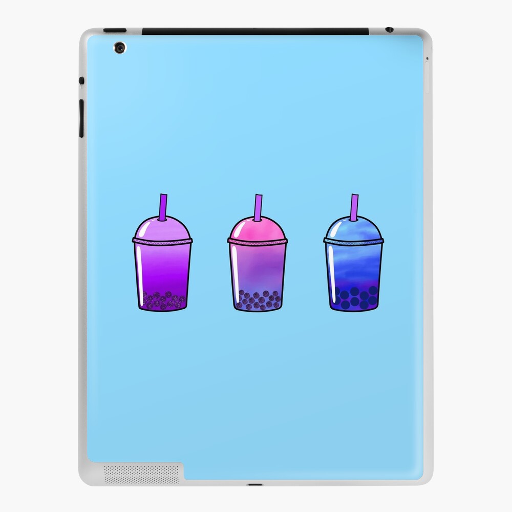 3 Piece Pink Purple Blue Aesthetic Boba Bubble Tea Drink Pack Ipad Case And Skin By 0974