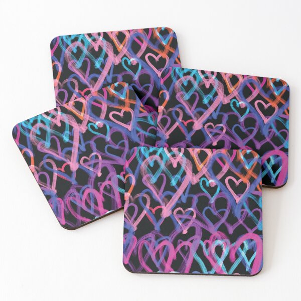 Item preview, Drawn Hearts Purples, Blues and Pinks designed and sold by dddesignsnj.