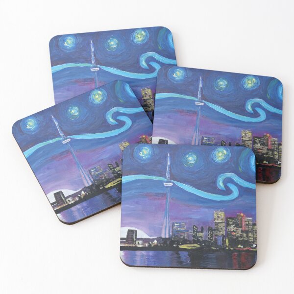 Item preview, Starry night Toronto skyline at night with Van Gogh inspirations designed and sold by artshop77.