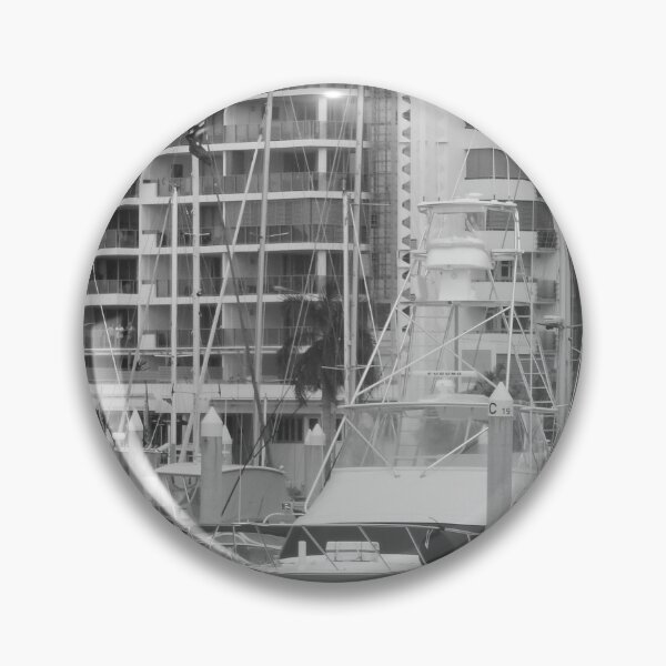 Item preview, Black and White Marina with Boats and Buildings designed and sold by Bennymp.
