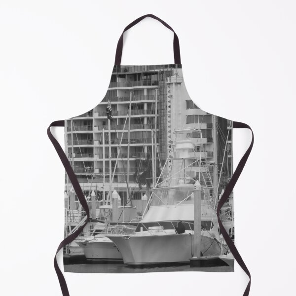 Item preview, Black and White Marina with Boats and Buildings designed and sold by Bennymp.