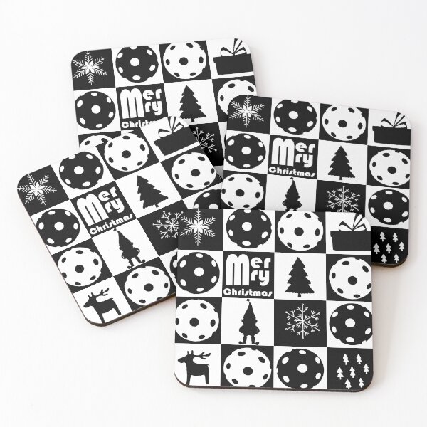 Item preview, Black and white pickleball Christmas pattern designed and sold by EvieWoj.