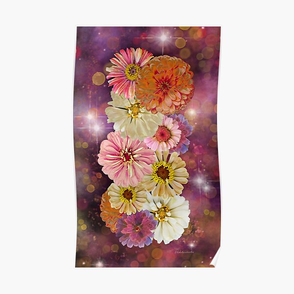 Zinnia Galaxy No. 2, Autumn Nebula Bouquet Flowers Poster