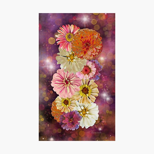 Zinnia Galaxy No. 2, Autumn Nebula Bouquet Flowers Photographic Print