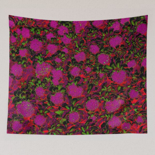 Aperçu de l'œuvre Motifs floraux abstraits futuristes violets, rouges et verts créée et vendue par IraNiva.