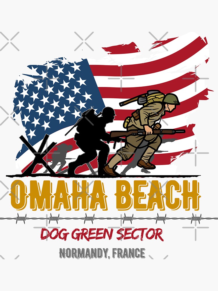"Omaha Beach Dog Green Sector" Sticker by INFIDEL Redbubble