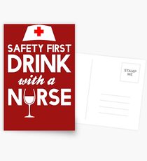 Safety first drink with a nurse Postcards