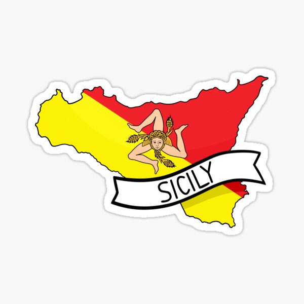Sicily Flag Map Sticker Sticker By Drawingvild Redbubble