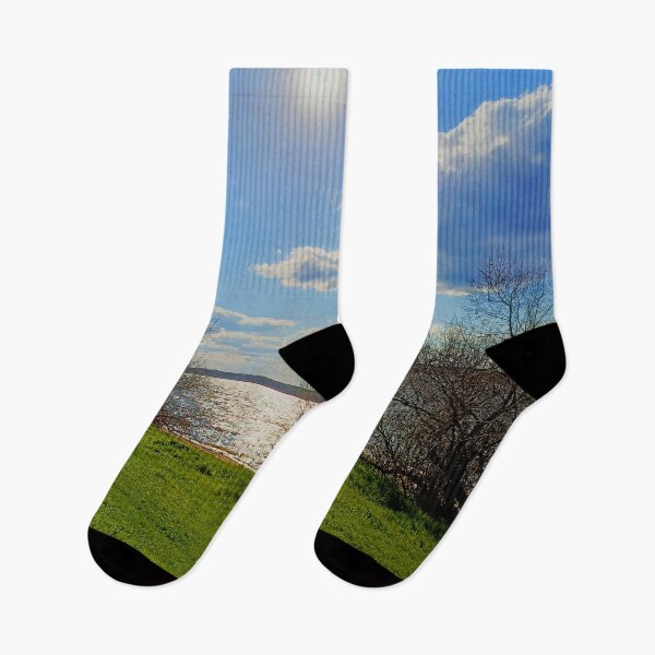 Item preview, Bright summer river with nice blue sky and green grass designed and sold by Marharyta Ushakova.