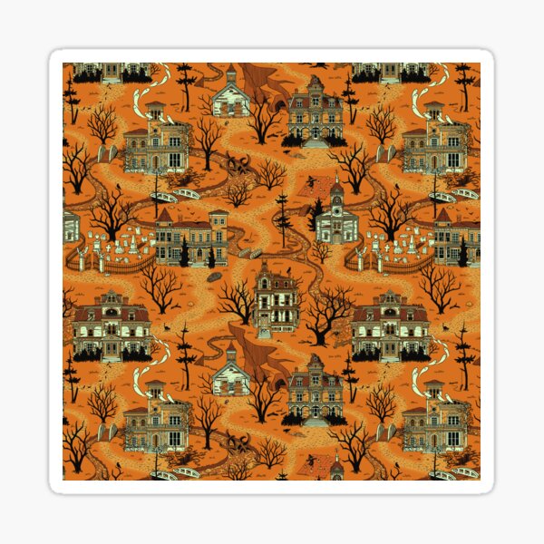 Haunted Village (Pumpkin Orange) Sticker