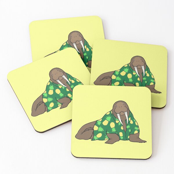 Item preview, Walrus in Hawaiian shirt - green designed and sold by WatershipBound.