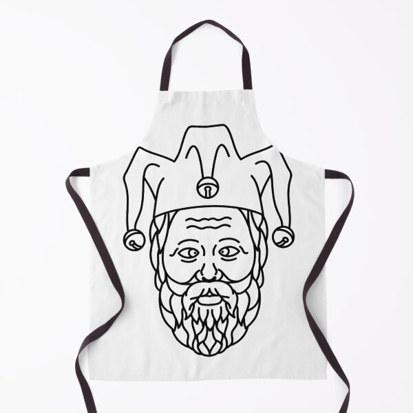 Item preview, Head of Cross Eyed Old Court Jester or Fool with Beard Mono Line Illustration Black and White designed and sold by patrimonio.