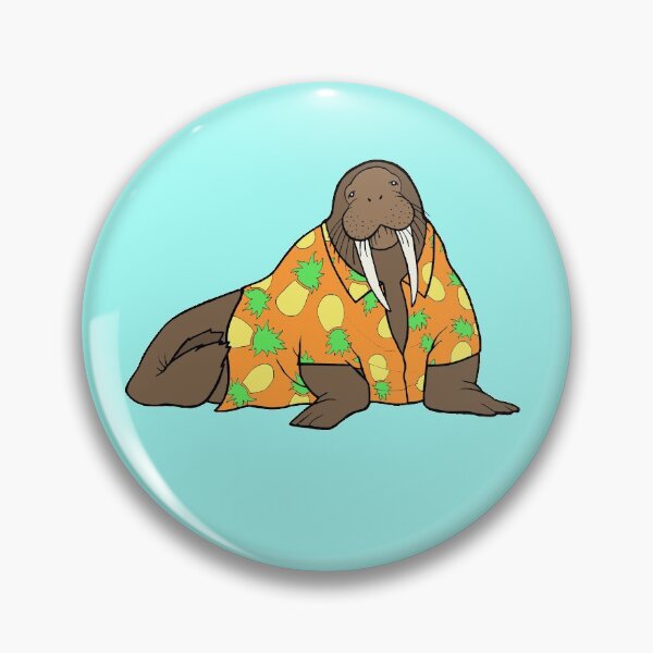 Item preview, Walrus in Hawaiian shirt - orange designed and sold by WatershipBound.
