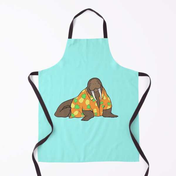 Item preview, Walrus in Hawaiian shirt - orange designed and sold by WatershipBound.