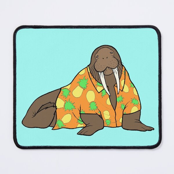 Item preview, Walrus in Hawaiian shirt - orange designed and sold by WatershipBound.
