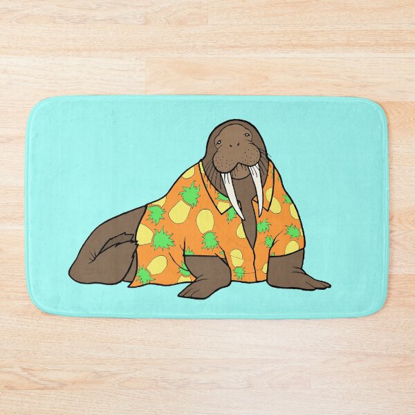 Item preview, Walrus in Hawaiian shirt - orange designed and sold by WatershipBound.