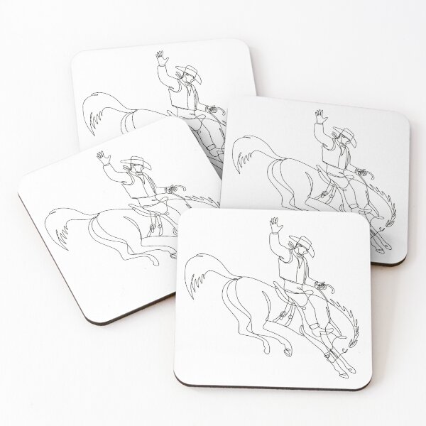 Item preview, Rodeo Cowboy Rising a Bucking Bronco Continuous Line Drawing  designed and sold by patrimonio.