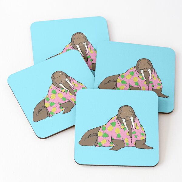 Item preview, Walrus in Hawaiian shirt - pink designed and sold by WatershipBound.