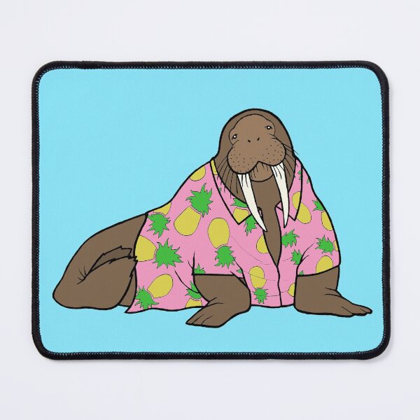 Item preview, Walrus in Hawaiian shirt - pink designed and sold by WatershipBound.