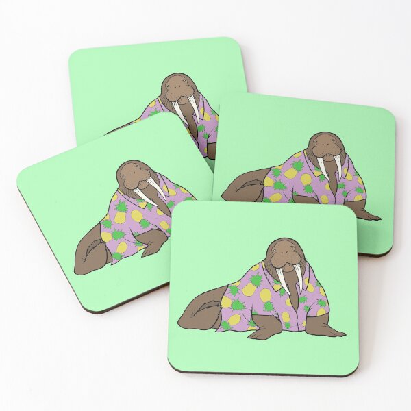 Item preview, Walrus in Hawaiian shirt - purple designed and sold by WatershipBound.