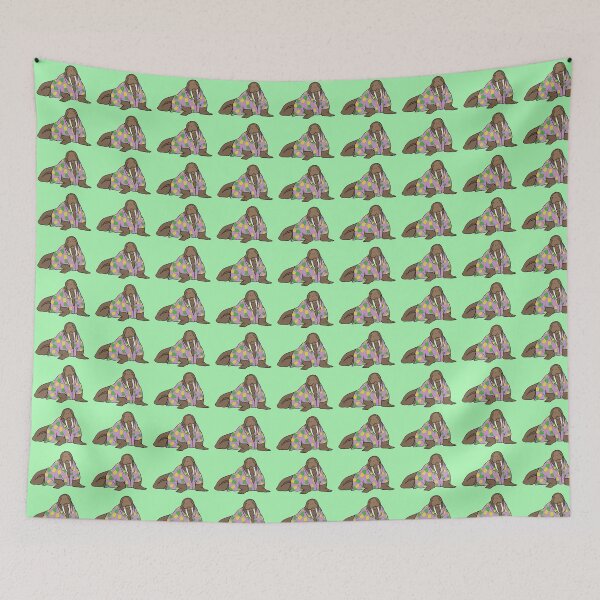 Item preview, Walrus in Hawaiian shirt - purple designed and sold by WatershipBound.