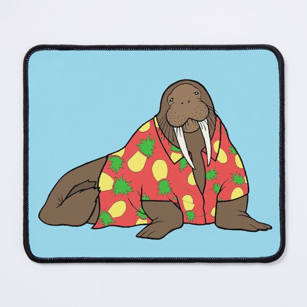 Item preview, Walrus in Hawaiian shirt - red designed and sold by WatershipBound.