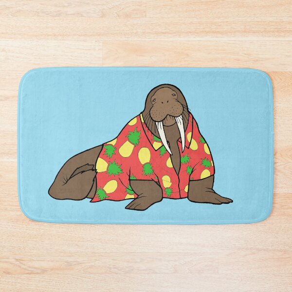 Item preview, Walrus in Hawaiian shirt - red designed and sold by WatershipBound.